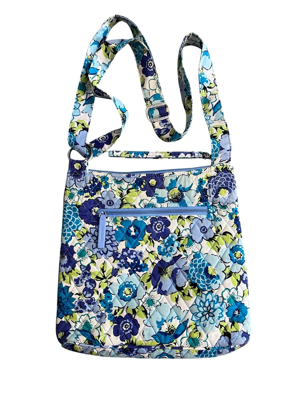 Vera Bradley Blueberry Blooms Quilted Hipster Crossbody Bag Floral Blue Handbag